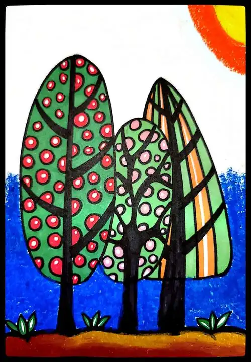 "停课不停学"一年级儿童创意绘画《树》——西南联大蒙自小学美术组