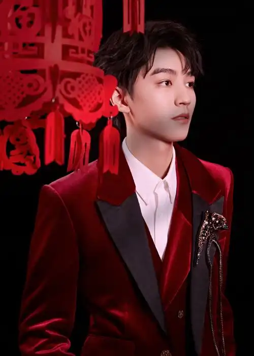 王俊凯虎年新春大片##王俊凯红色丝绒西装