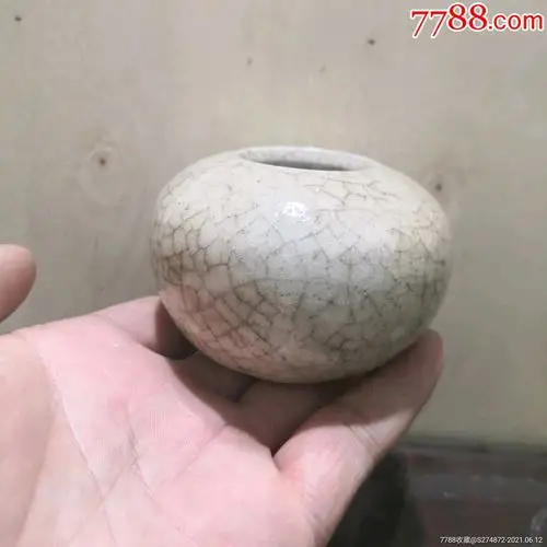 老瓷水盂开片瓷文房水盂