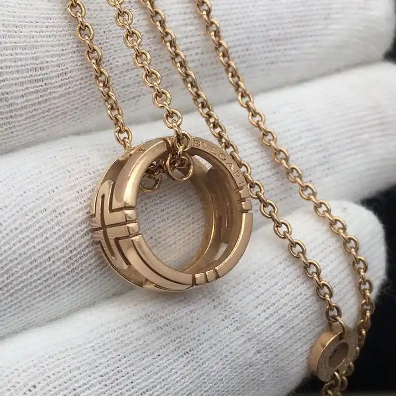 bvlgari宝格丽玫瑰金回形针镂空项链帕莲轮 bvlgari宝格丽玫瑰金