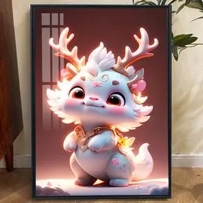 傲娇小萌龙钻石画满钻2024新年喜庆卡通中国风贴钻十字绣刺绣带框