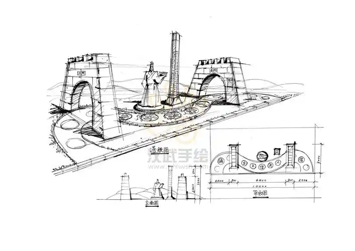 景观雕塑设计线稿草图分享_中国考研手绘同盟-站酷zcool