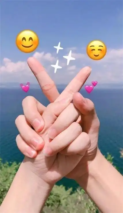 情侣手势锁屏手机壁纸图片好看的情侣2个人锁屏壁纸