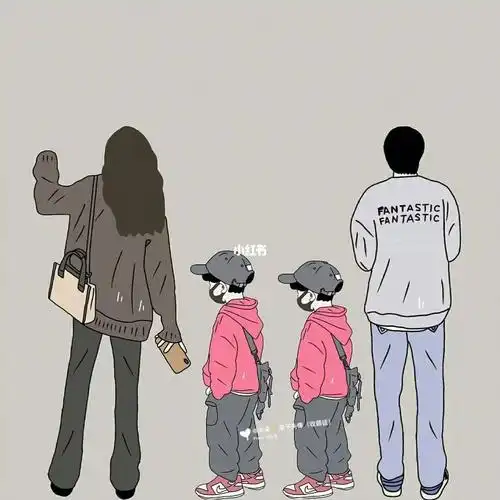 亲子头像  #头像分享  #一家四口  #卡通头像  #手绘头像