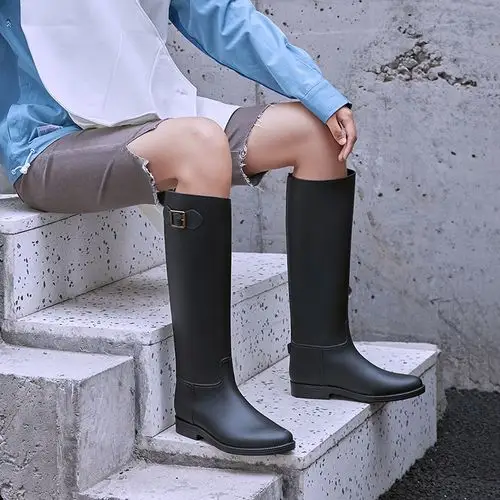 雨鞋女时尚款外穿马靴雨靴加绒保暖高筒防水长筒女士水鞋防滑水靴