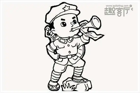 小兵卡通简笔画老红军简笔画职业人物简笔画如何画一个在吹冲锋号表情