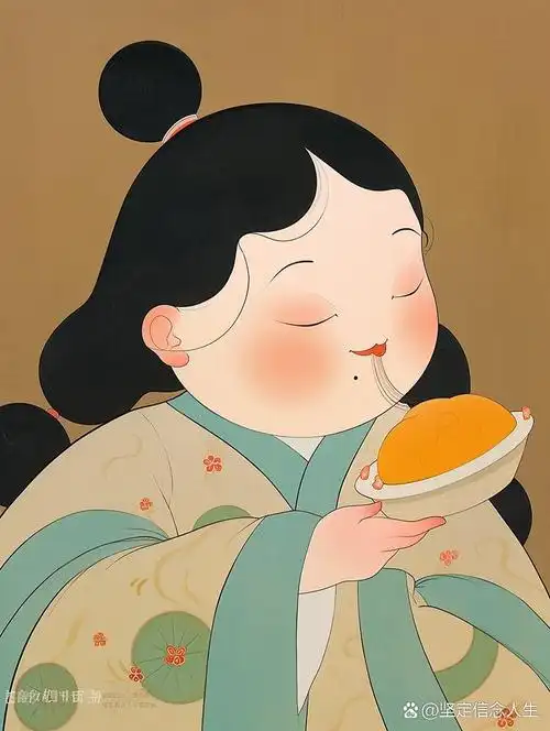 胖乎乎的唐朝仕女插画图丨q版古风女生头像