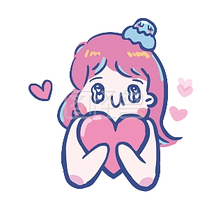 图怪兽原创元素蓝紫色卡通可爱女孩表情包心动