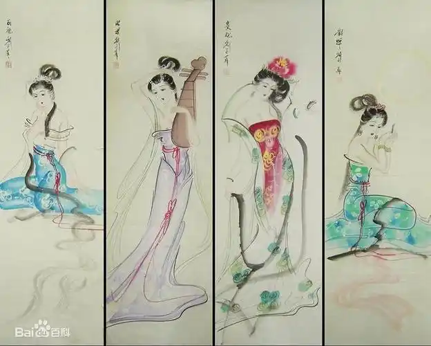 【四大美女】人物条屏作品