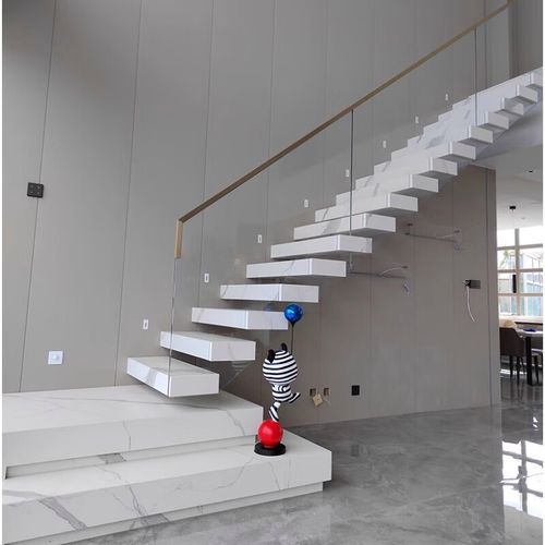 做网红别墅定制超白钢化玻璃楼梯扶手护栏杆简约轻奢中式室内楼梯