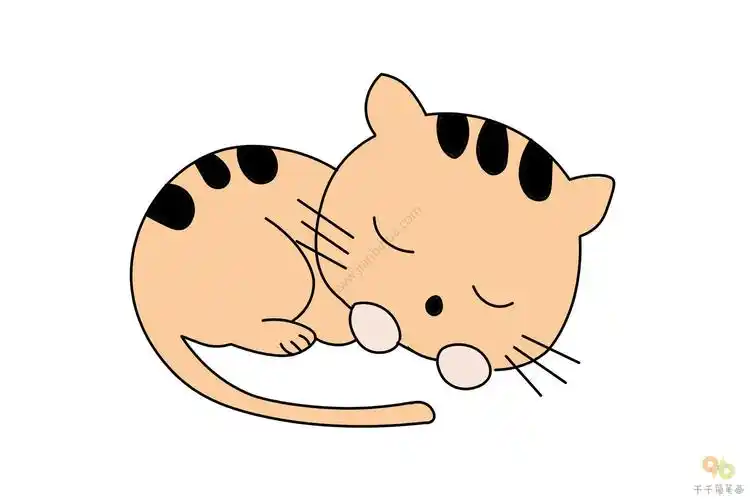 睡觉猫咪简笔画