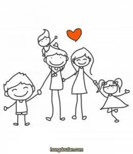 一家人手拉手!三胎一家人简笔画大全
