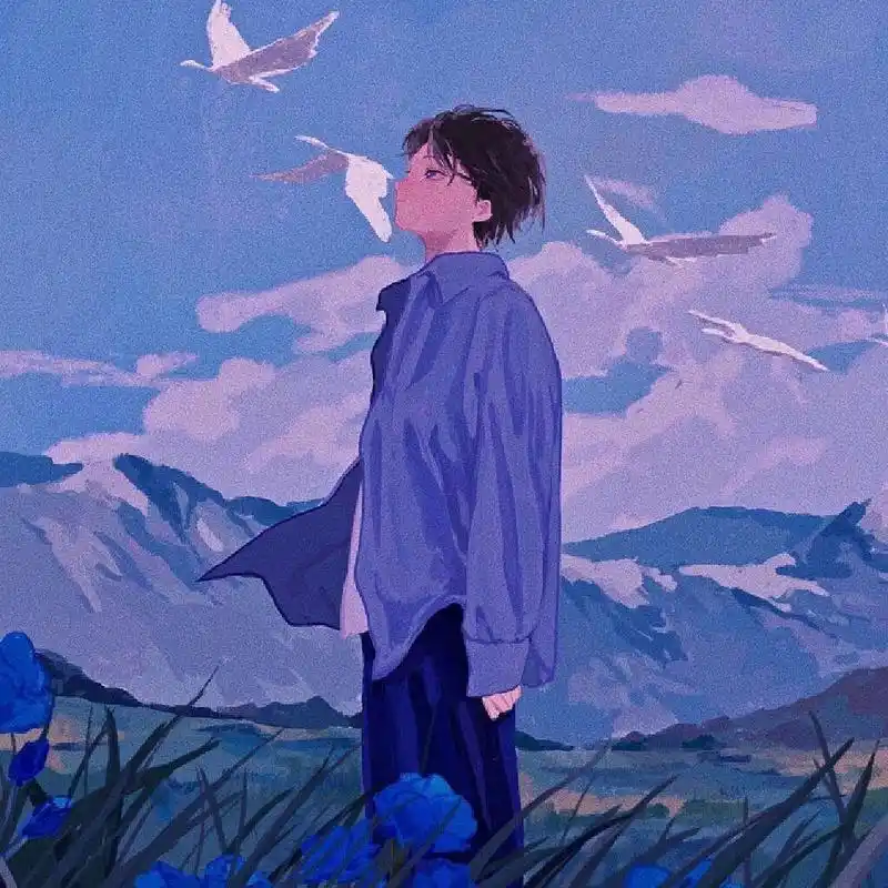 治愈系自由明朗男生动漫头像 追逐自由的少年终将化作飞鸟 ps:图片为