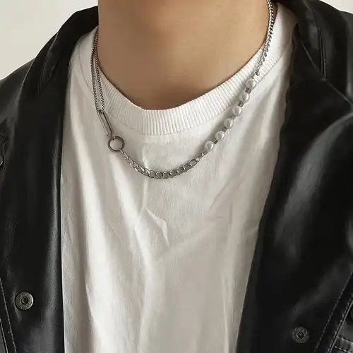 项链男女高级感珍珠古巴链男士小众钛钢配饰设计感潮男生潮流已售315