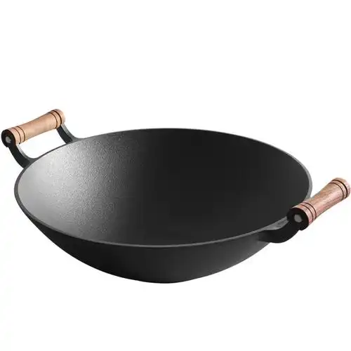 老式加厚生铁炒锅铁锅不粘锅炒菜锅双耳