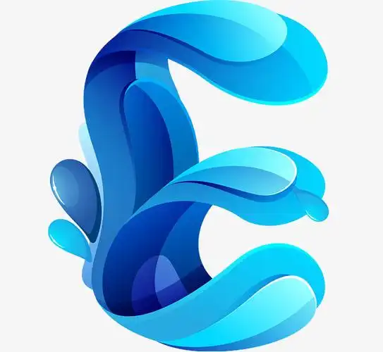 蓝色水字母e