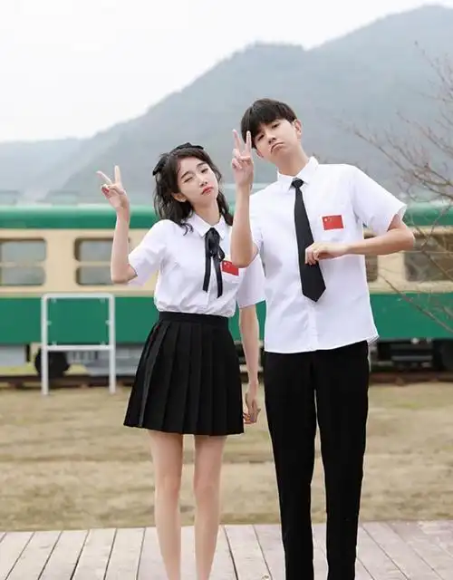 精选高中学院风合唱毕业学生班服套装jk制服百褶裙男女衬衫初中学生装