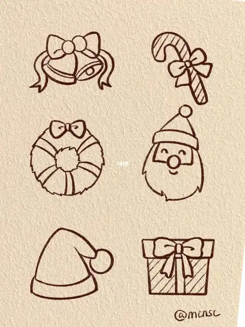 一组圣诞节素材简笔小画