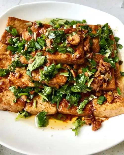 doudou做的香煎豆腐烧烤铁板味