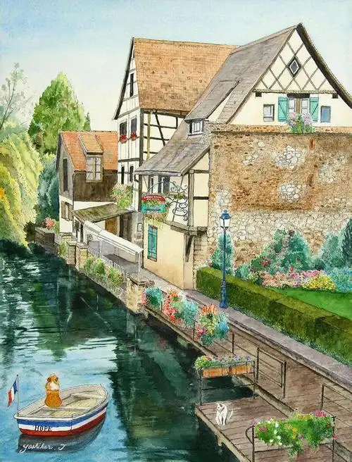 日本画家yoshiharu绝美水彩风景画很清新