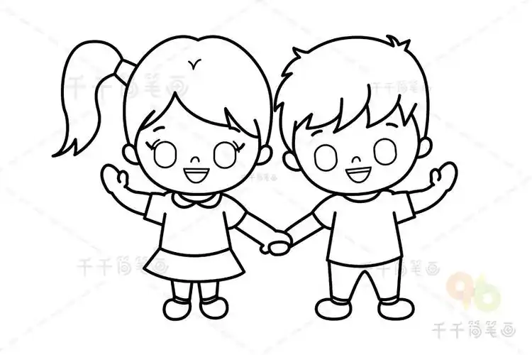 儿童握手简笔画_小朋友简笔画