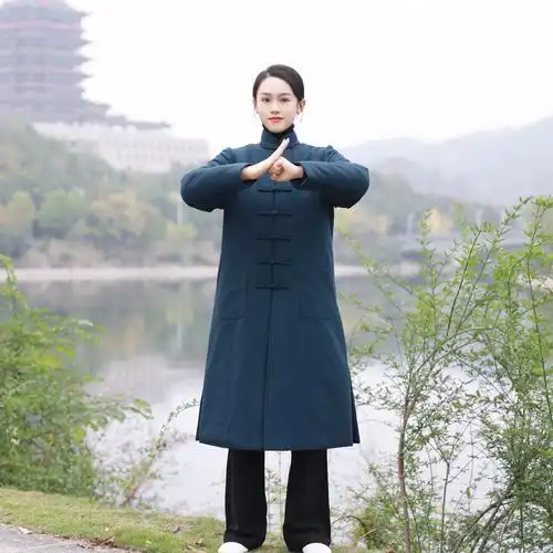 秀华道源2022新款冬季太极男女加棉加厚长款太极服