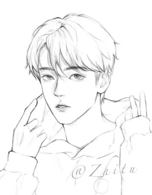 男生头像线稿210