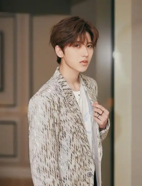 蔡徐坤身穿givenchy s/s 2020银色闪光条纹西装