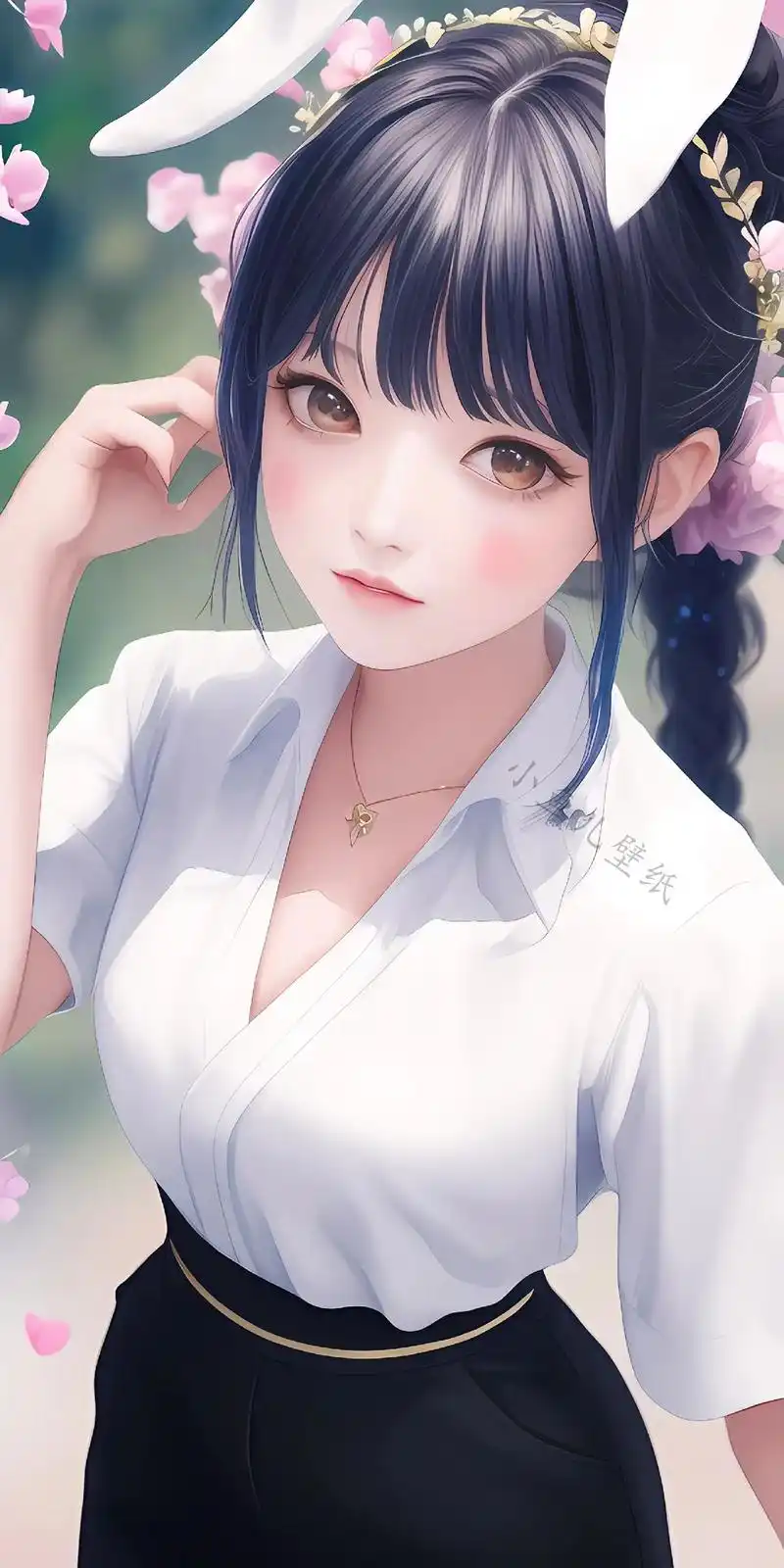 (4k全面屏壁纸)可爱的兔耳小姐姐.新年壁纸系列,漂亮的兔耳 - 抖音