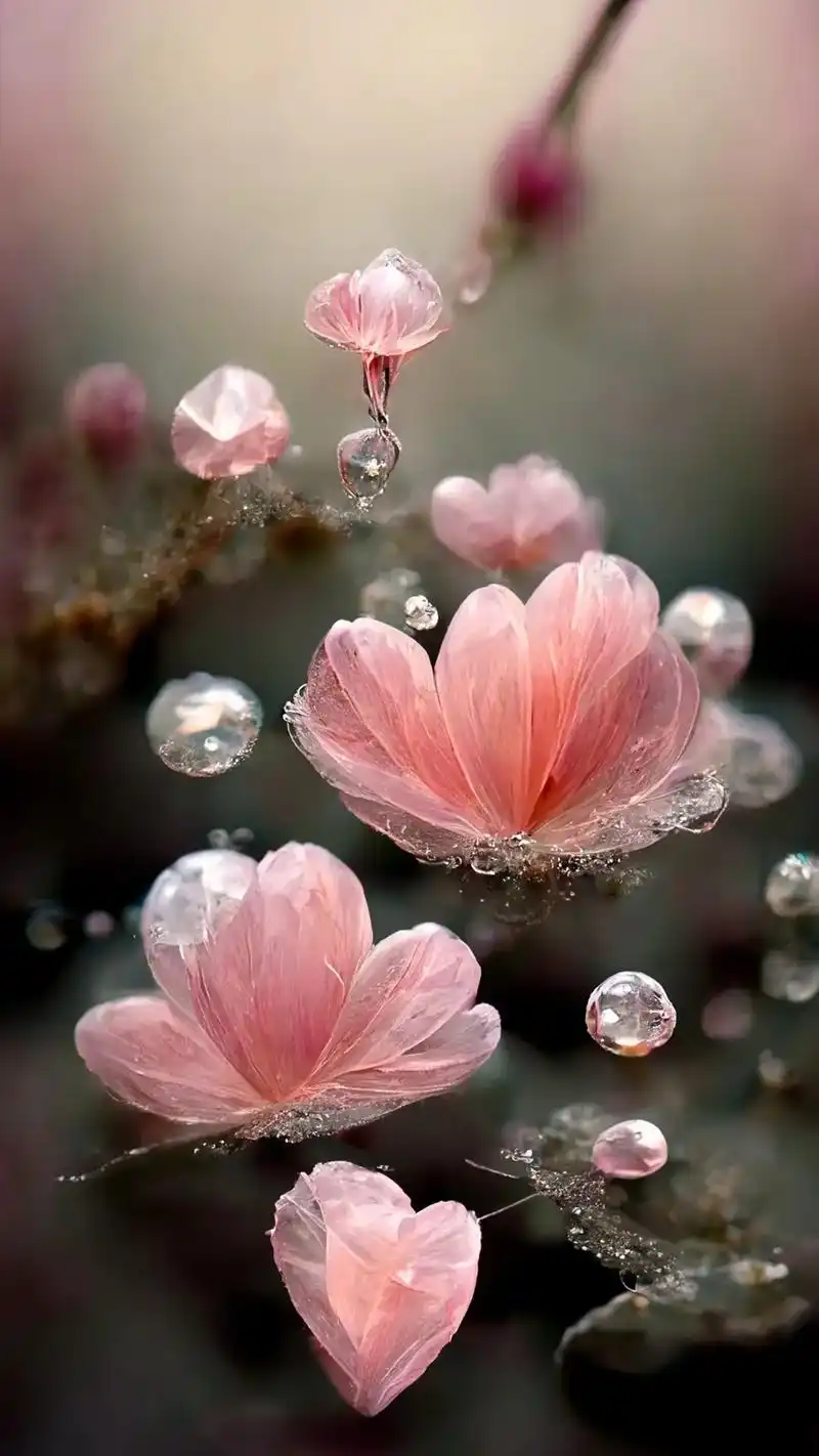 唯美手机壁纸.该换壁纸了,送您一组非常有意境的粉色水晶花,肯 - 抖音