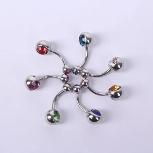 欧美不锈钢镶钻肚脐钉锈钢人体穿刺饰品肚脐环穿刺