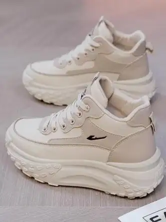 mr.de佩洛琦女鞋增高5cm春季新款复古厚底高帮鞋子百搭老爹鞋休闲鞋女