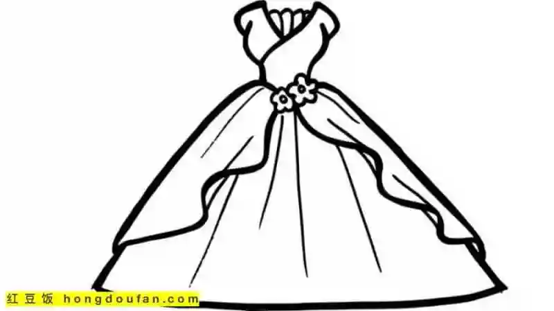 12张4到8岁女孩子们最喜欢的公主以及公主的长裙涂色简笔画
