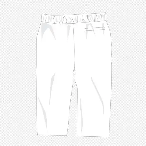 白色线描男装七分裤背面矢量元素元素素材png格式_设计素材免费下载