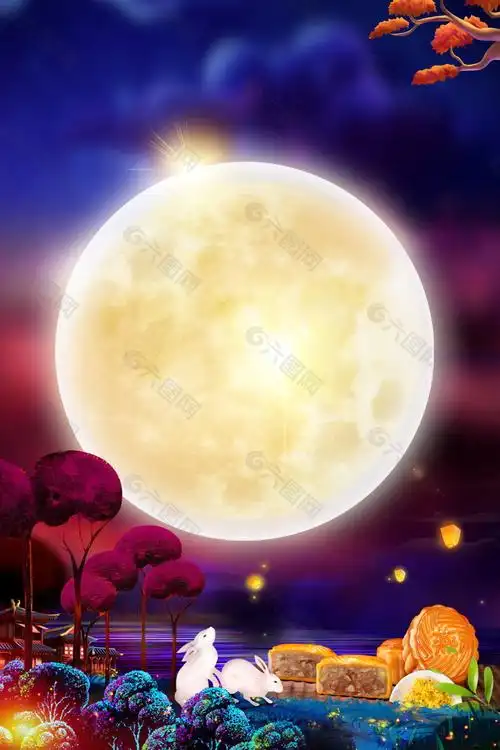 作品主题是 唯美圆月中秋海报背景素材,编号是9327673,格式是psd