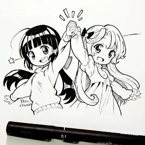 初学者想学动漫人物插画?整理36张手绘黑白线稿,实用素材!