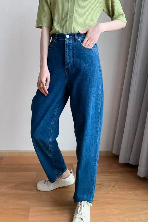 cos桶形女裤长裤老爹牛仔裤高腰中高直筒显瘦牛仔裤