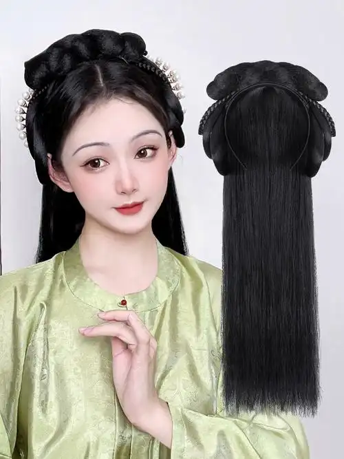 柏依诗汉服假发一体式 古风盘发发髻古装假发包全头假发套发型懒人