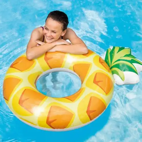 intex新款成人圈游泳圈巧克力腋下圈加大加厚把手救生圈菠萝海边