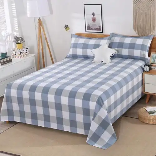 老粗布床单单件纯棉加厚加密100全棉单人双人大尺寸格子棉麻山东