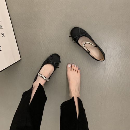 斐利汐迪平底银色鞋子感包头半拖水钻凉鞋2024夏芭蕾舞玛丽珍单鞋