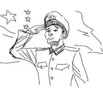 军人敬礼简笔画的图片天安门前向国旗敬礼的军人手绘卡通简笔画大全