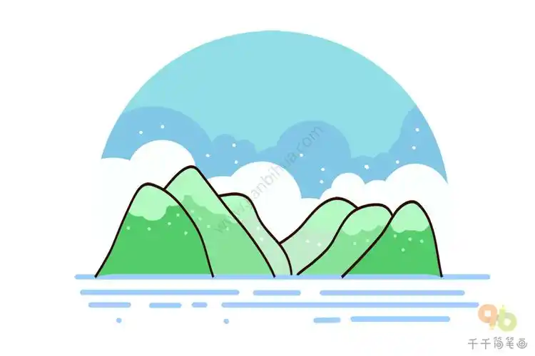 长白山天池简笔画