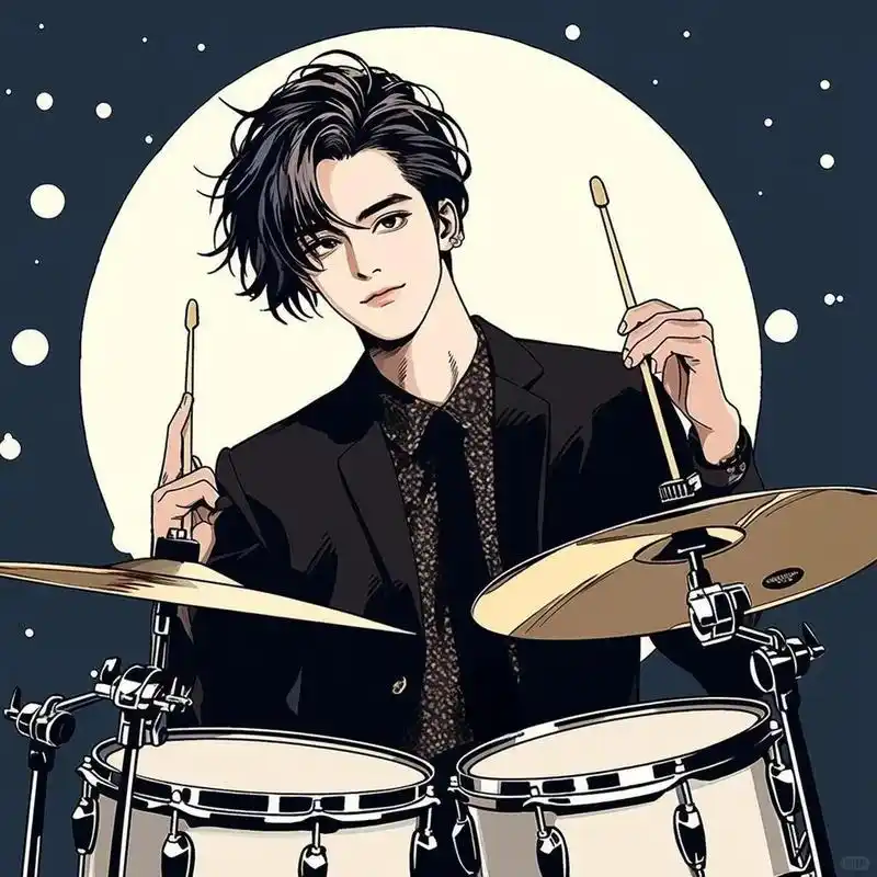 鼓手头像09燃爆全场的架子鼓 还想看我画什么呀