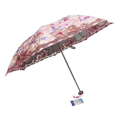 天堂伞遮阳防晒防紫外线三折高档绣花蕾丝花边晴雨两用彩胶太阳伞