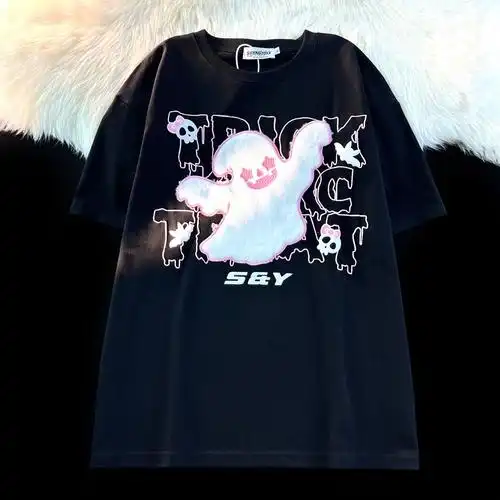 【220克纯棉】小恶魔刺绣短袖t恤女夏季新款宽松百搭显瘦上衣 - 17网