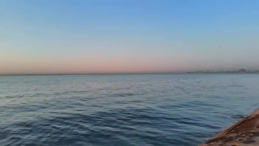 天津海边看日出!美丽!