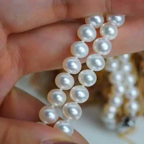 串链9mm天然白色珍珠项链极亮光泽近全无瑕超值新品