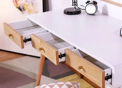 【】北欧实木书桌简易多功能家用书房电脑办公桌简约现代带抽屉写字台