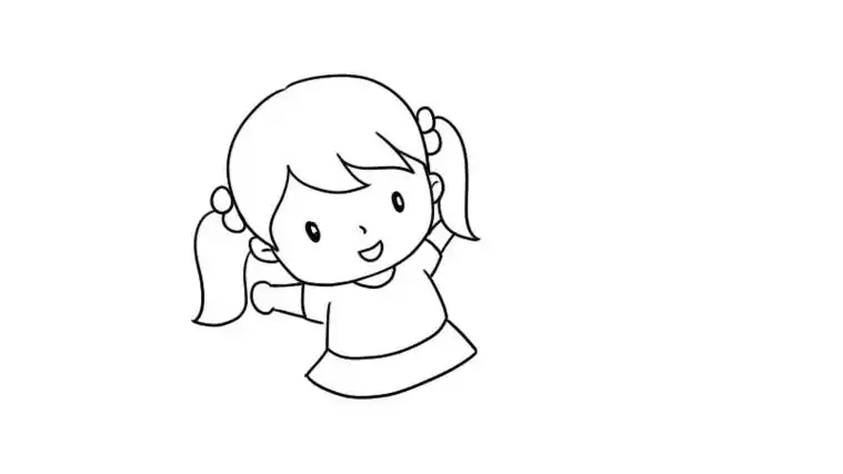 运动的小女孩简笔画画法